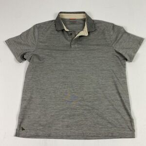 UNTUCKit Polo Shirt Mens Medium Gray Hannifer Reg Fit Tan Trim Casual Golf